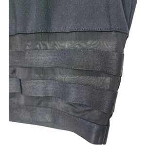 Vtg Y2K 90s Bebe Mini Skirt Black Bodycon Sheer Mesh Stripe Bandage USA Size‎ XS